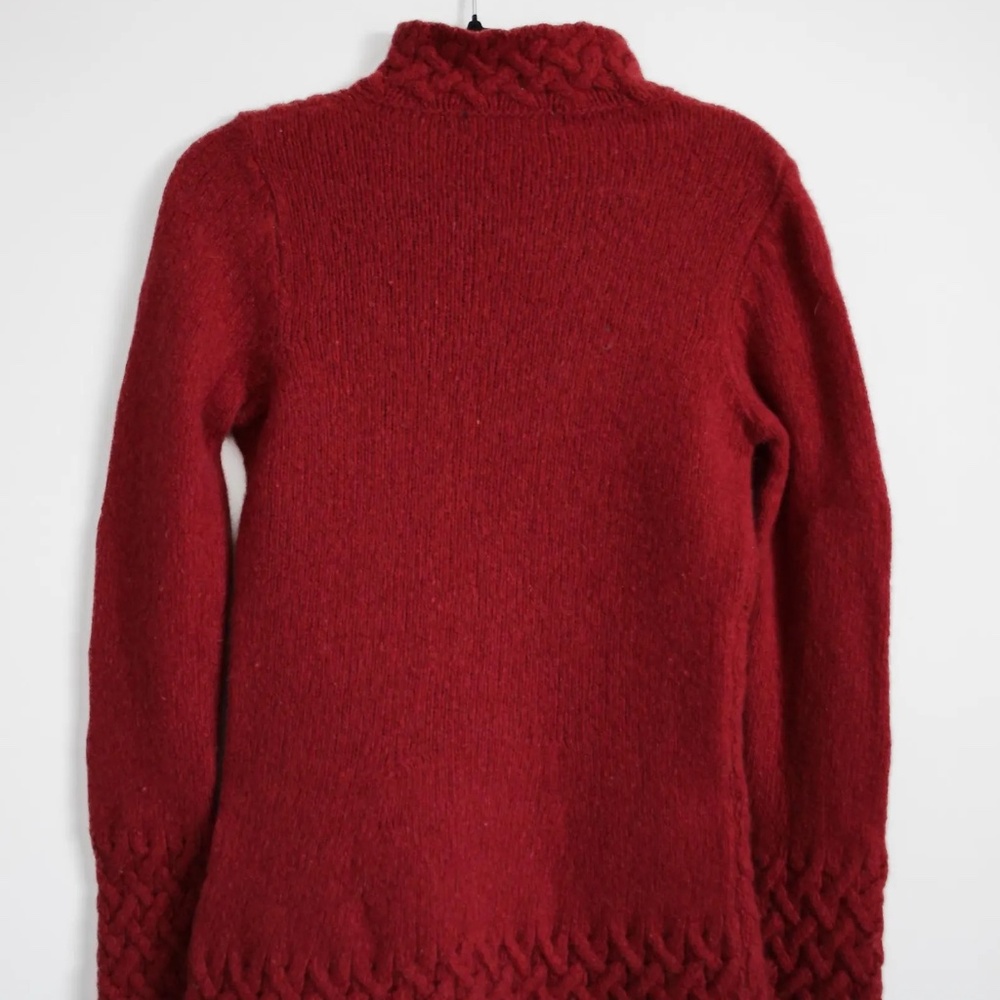Wool & Cashmere Cable Knit Sweater | Deep Red Textured Knit | Cozy Minimalist - Picture 2 of 6